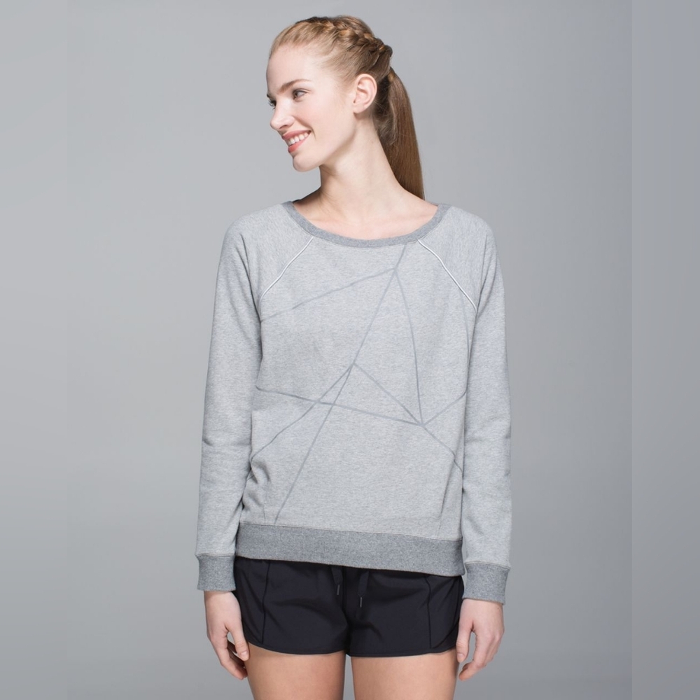 Lululemon Crew Love Pullover Reflective Heathered Grey Yoga Relaxed Sweatshirt
